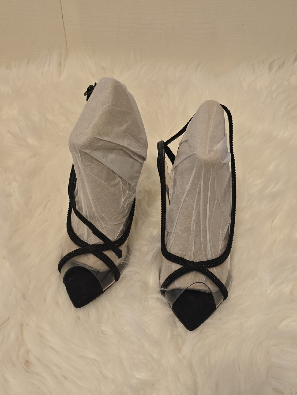 Nine West Black Strappy Pointed-Toe Heels